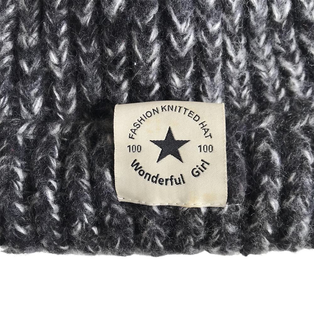 Wonderful Girl Chunky Knit Winter Hat Pom Pom Marled Ribbed Beanie Apres Ski Cap - Picture 3 of 7